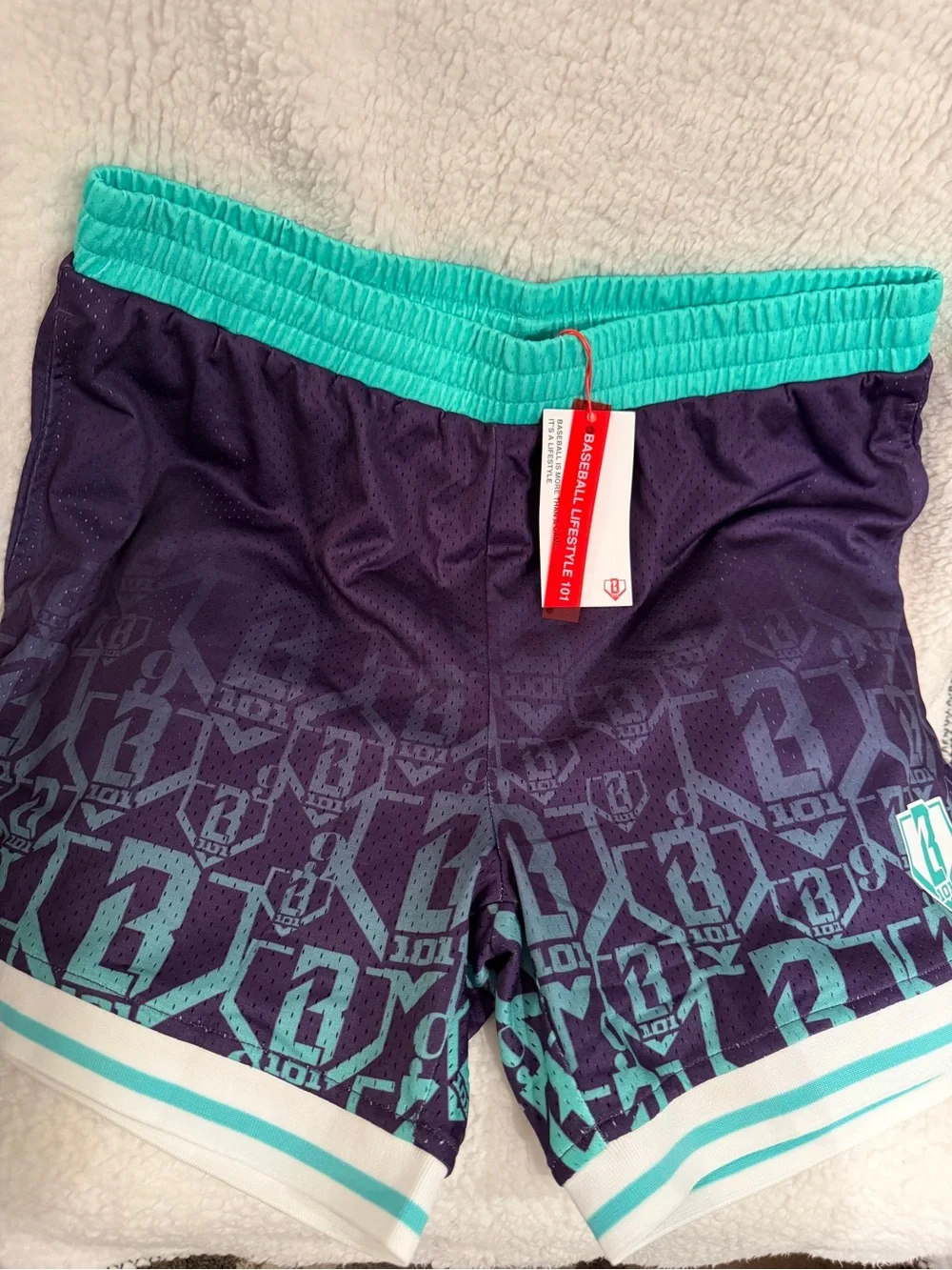Baseball lifestyle  Purple & Teal Athletic Shorts size large